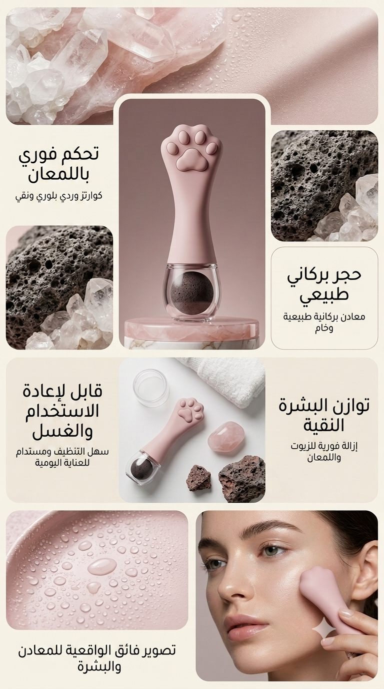 رولر الحجر البركاني الطبيعي لامتصاص زيوت الوجه